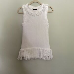 Pink Tartan white knit fringe Vest Top